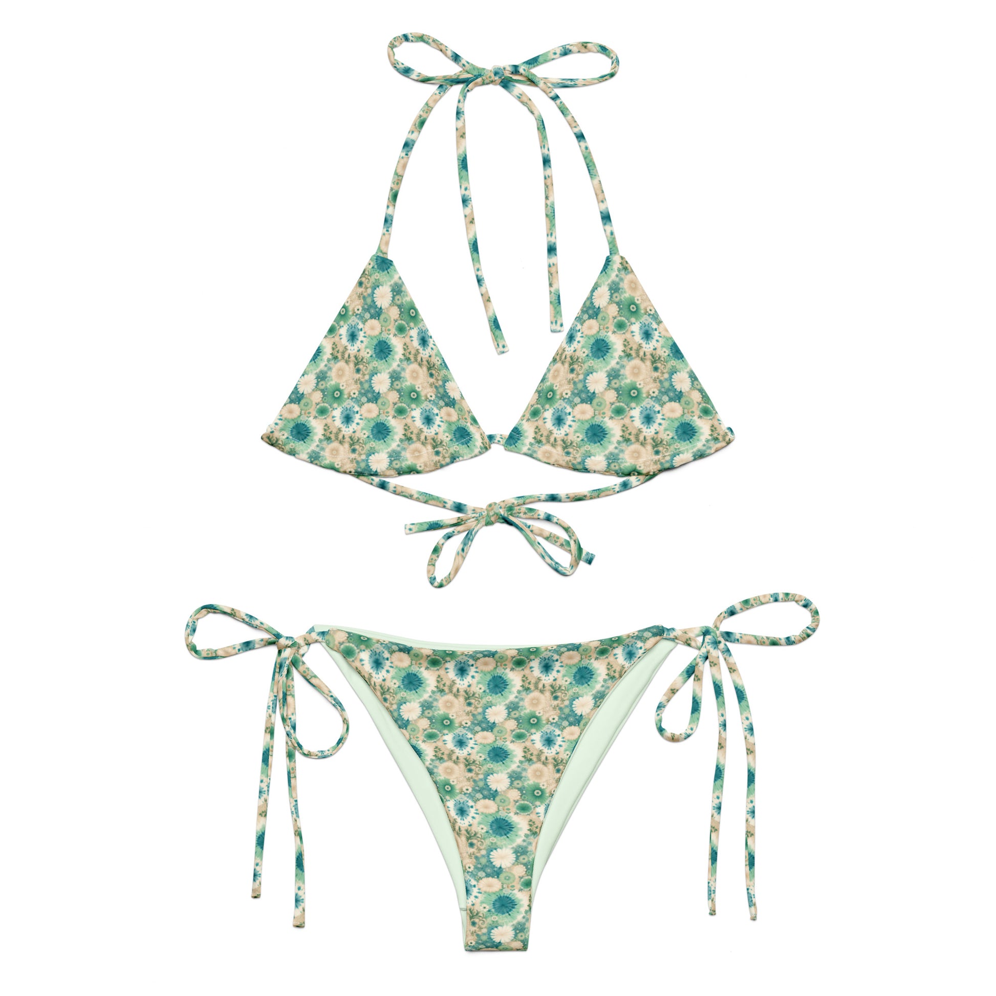 Recycled String Bikini Mint Blossom - ErdeGora