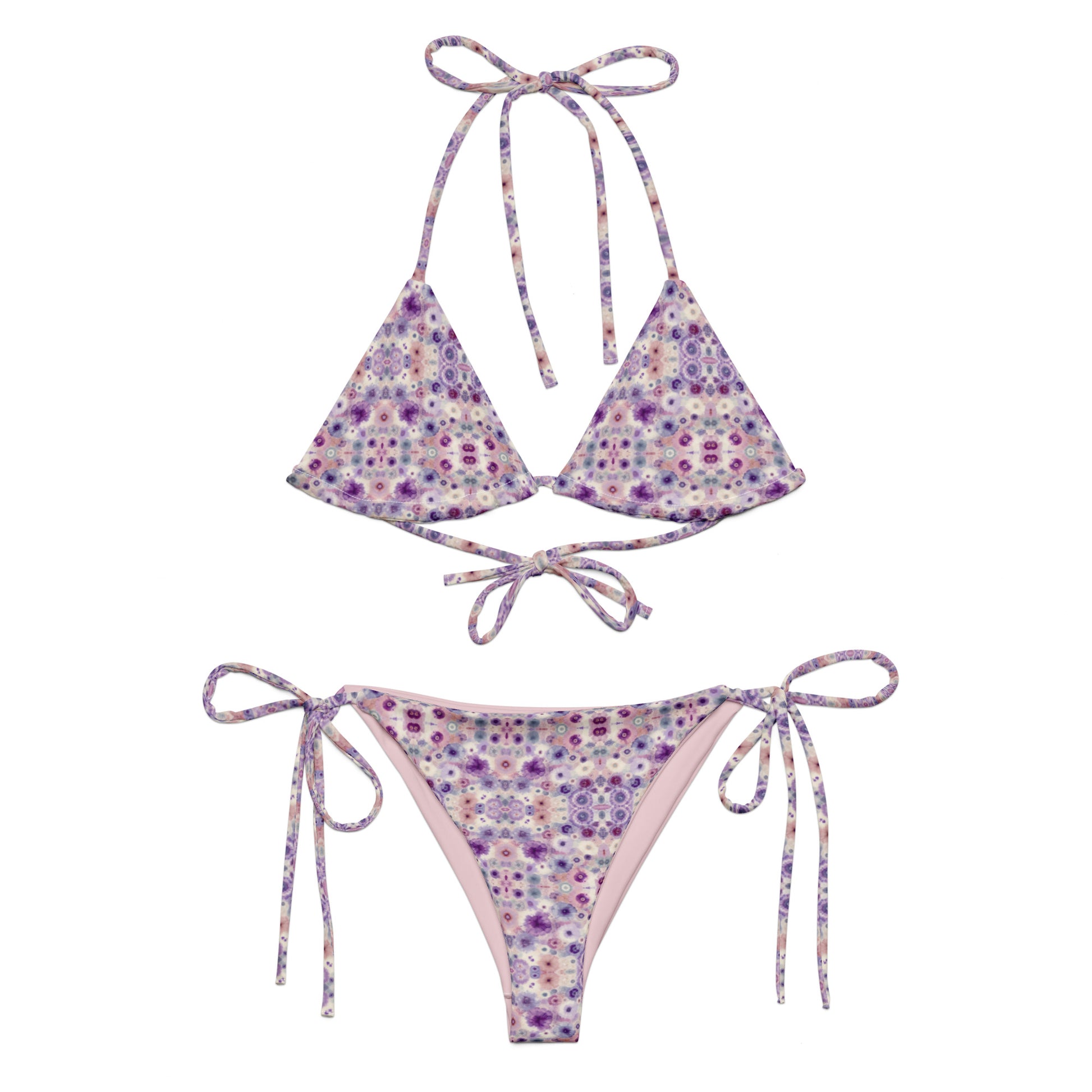 Recycled String Bikini Lavender Mosaic - ErdeGora