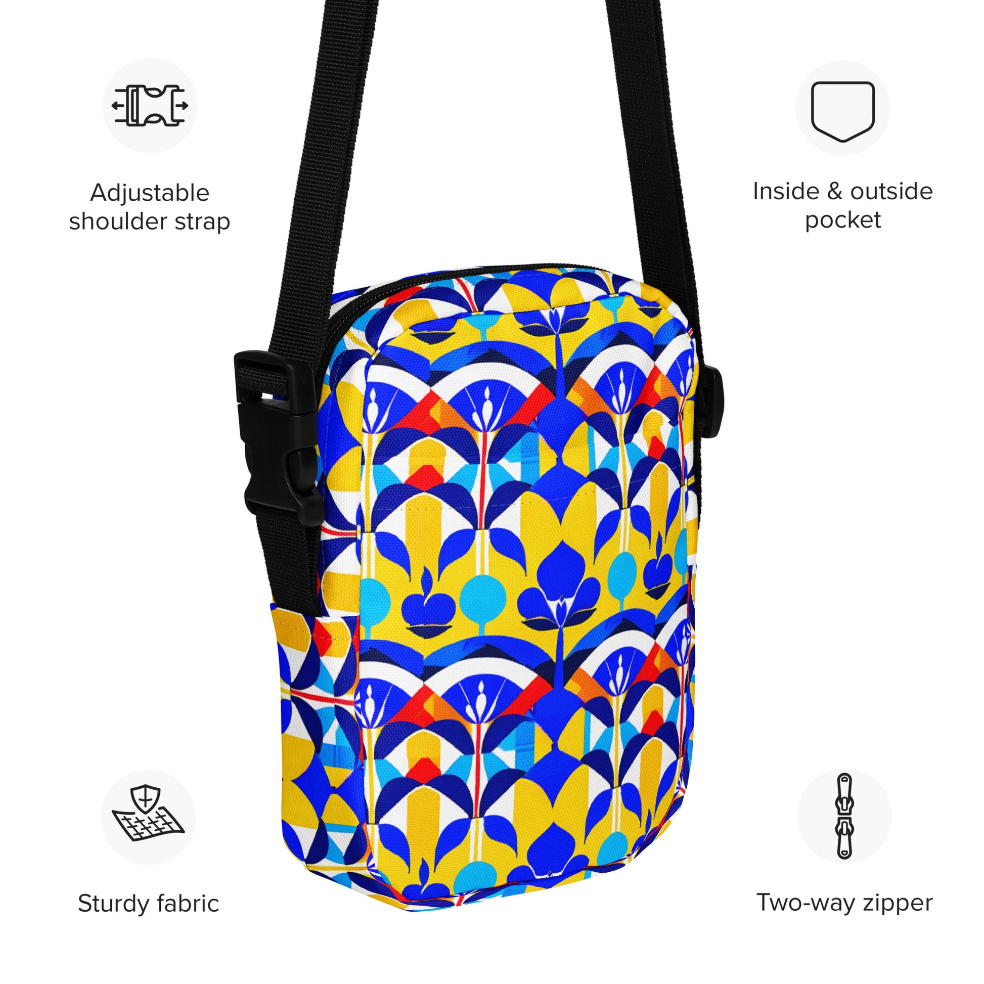 Utility Crossbody Bag Radiant Ikat - ErdeGora