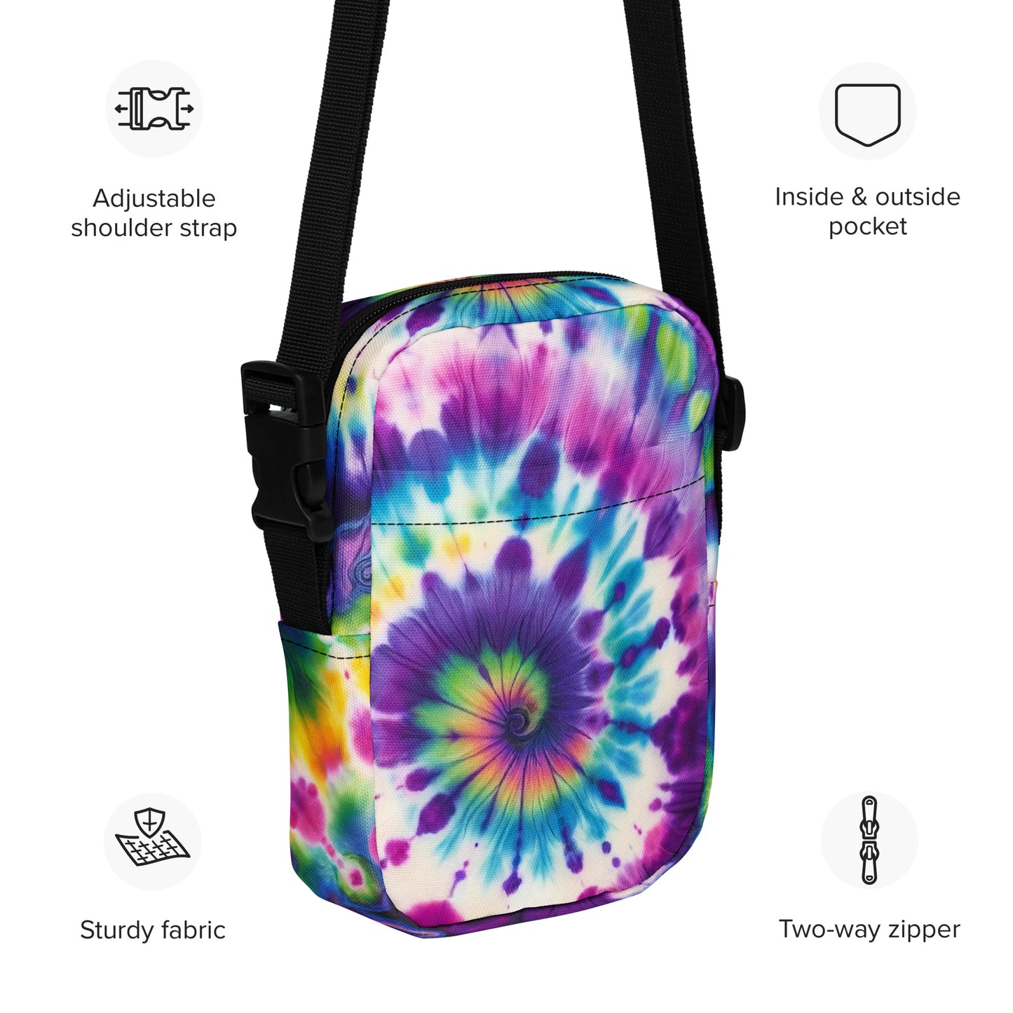 Utility Crossbody Bag Tie-Dye Adventure - ErdeGora