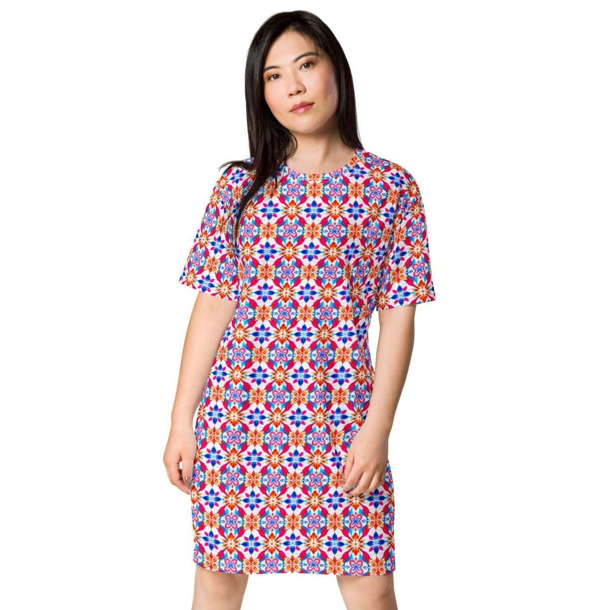 Casual T - Shirt Dress Fiesta Mosaic - ErdeGora