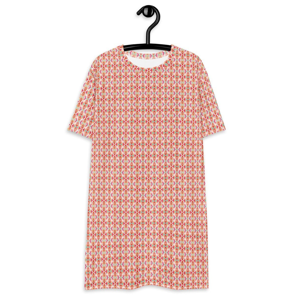 Casual T - shirt Dress Geometric Blossom - ErdeGora