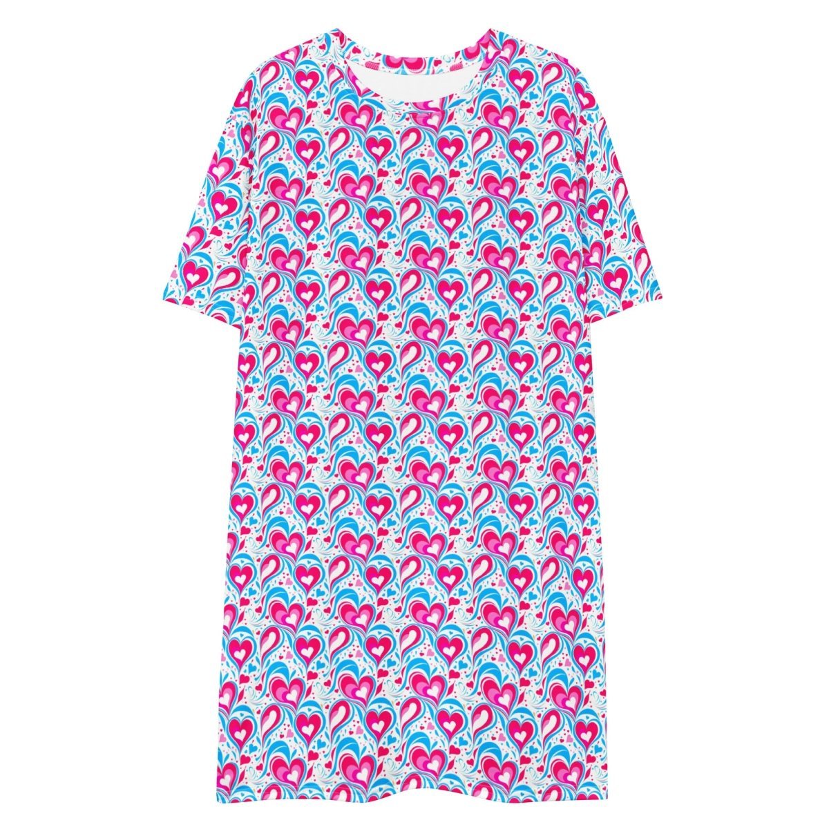 Casual T - Shirt Dress Heart Delight - ErdeGora