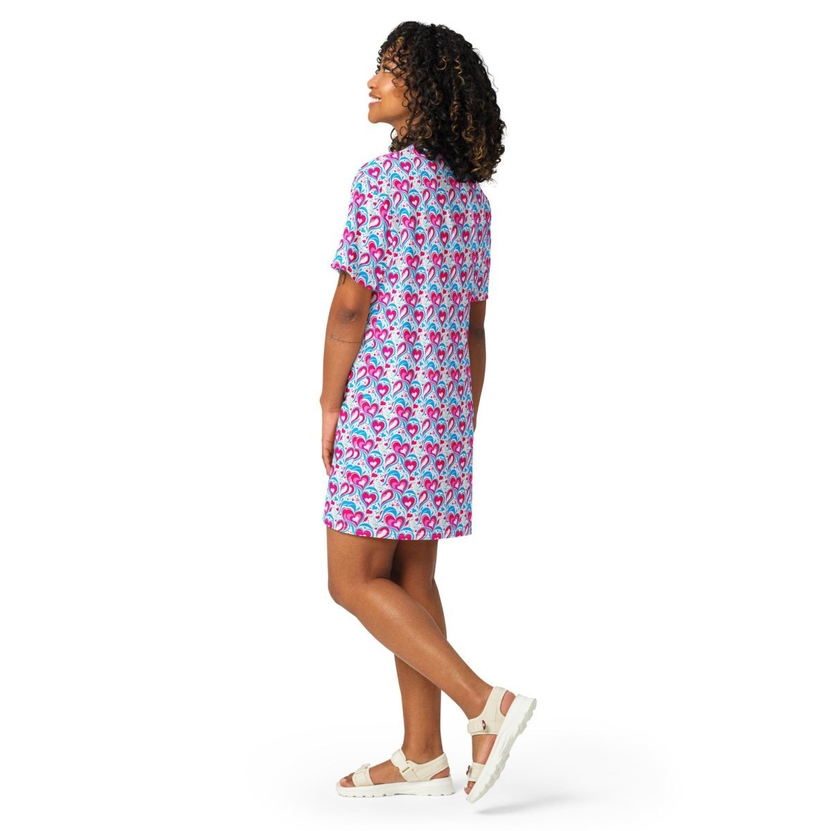 Casual T - Shirt Dress Heart Delight - ErdeGora