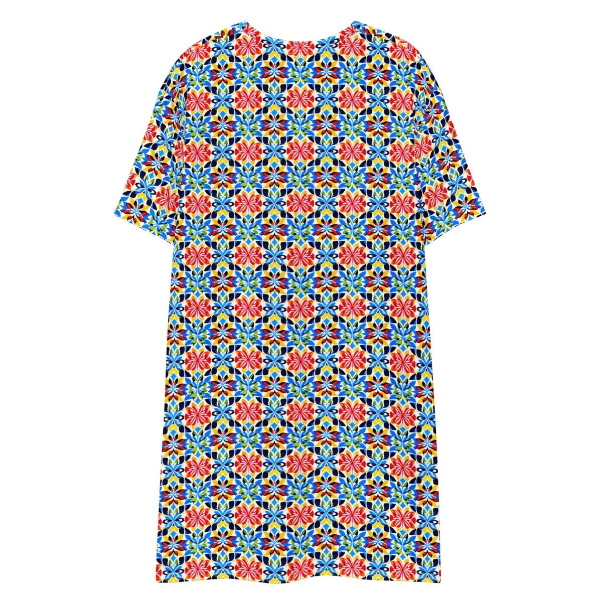 Casual T - Shirt Dress Mosaic Blooms - ErdeGora