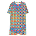 Casual T - Shirt Dress Mosaic Blooms - ErdeGora