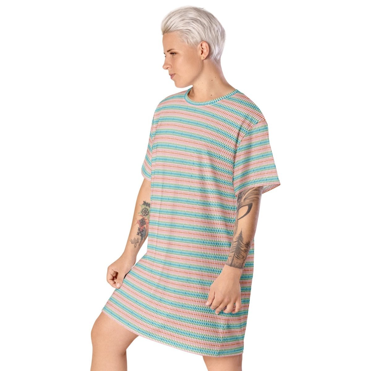 Casual T - Shirt Dress Pastel Waves - ErdeGora