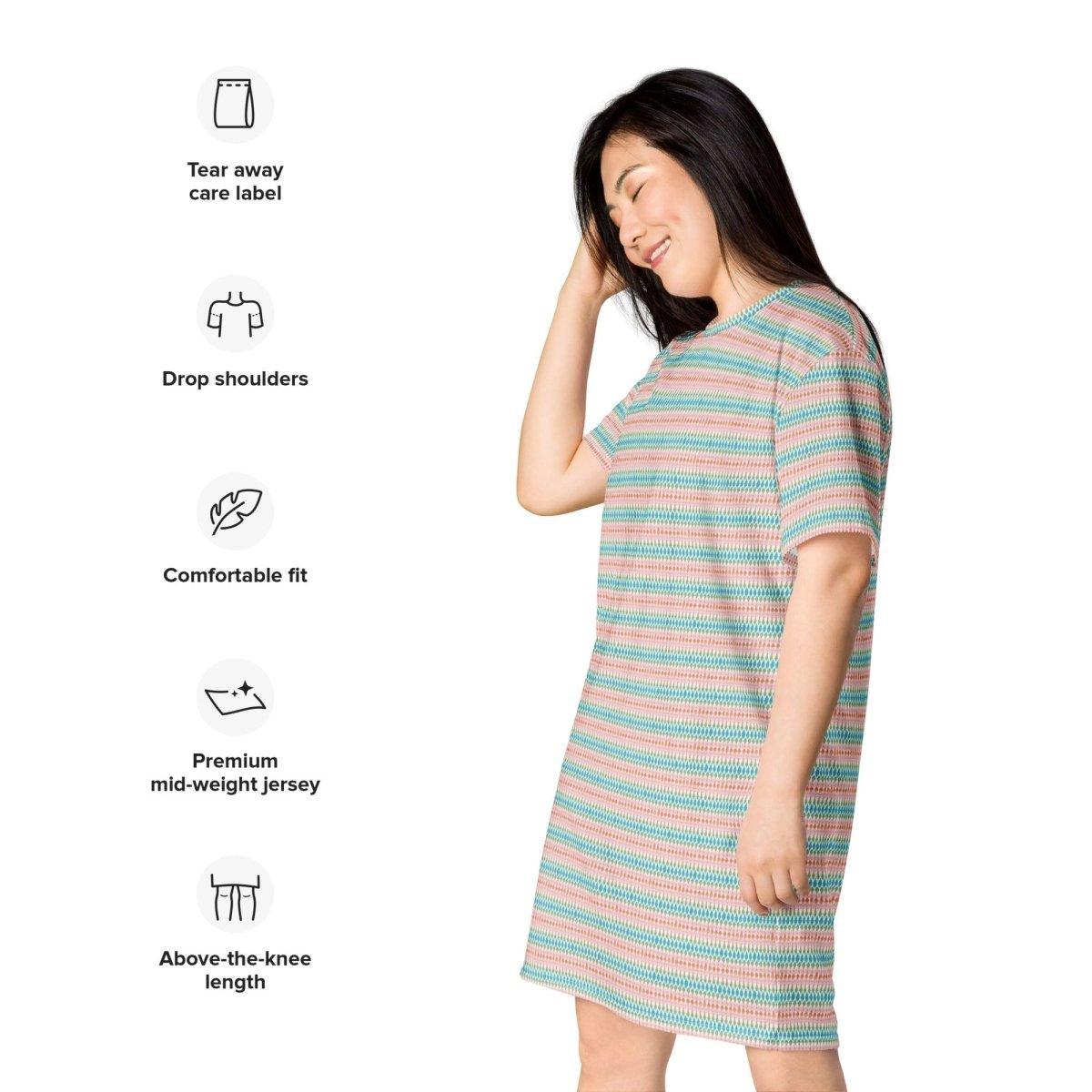 Casual T - Shirt Dress Pastel Waves - ErdeGora