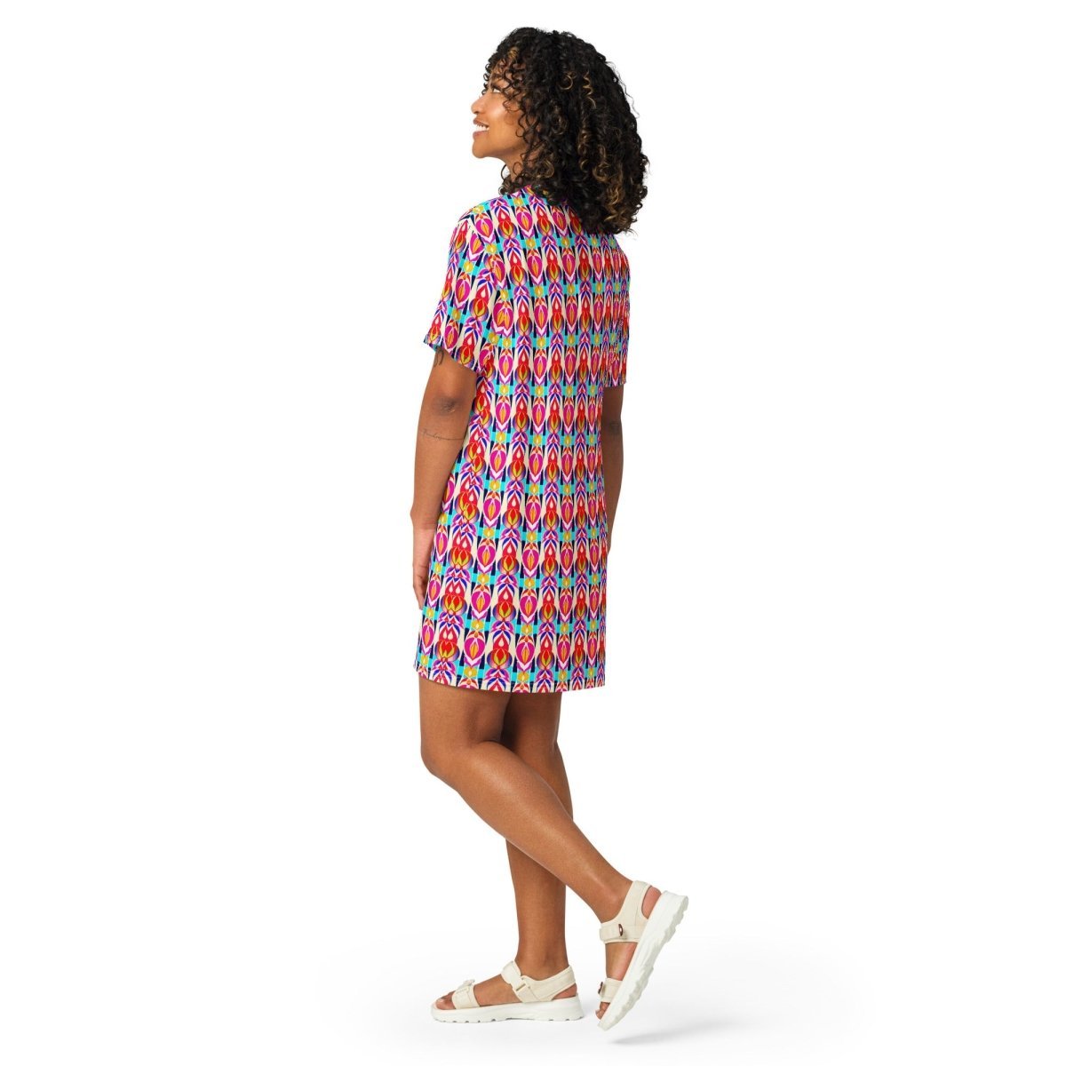 Casual T - Shirt Dress Radiant Ikat - ErdeGora