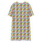 Casual T - Shirt Dress Rainbow Burst of Hearts - ErdeGora