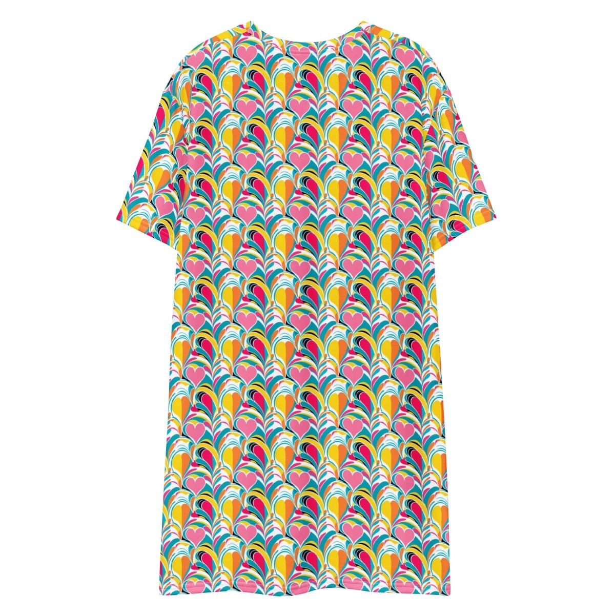 Casual T - Shirt Dress Rainbow Burst of Hearts - ErdeGora