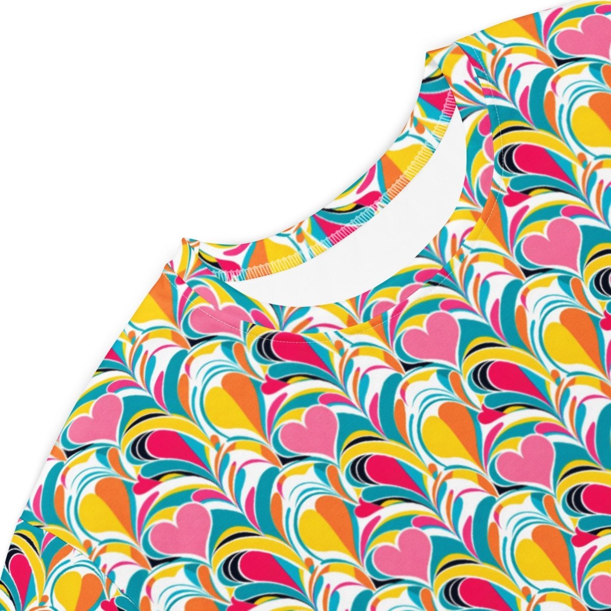 Casual T - Shirt Dress Rainbow Burst of Hearts - ErdeGora