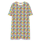 Casual T - Shirt Dress Rainbow Burst of Hearts - ErdeGora