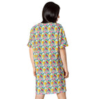 Casual T - Shirt Dress Rainbow Burst of Hearts - ErdeGora