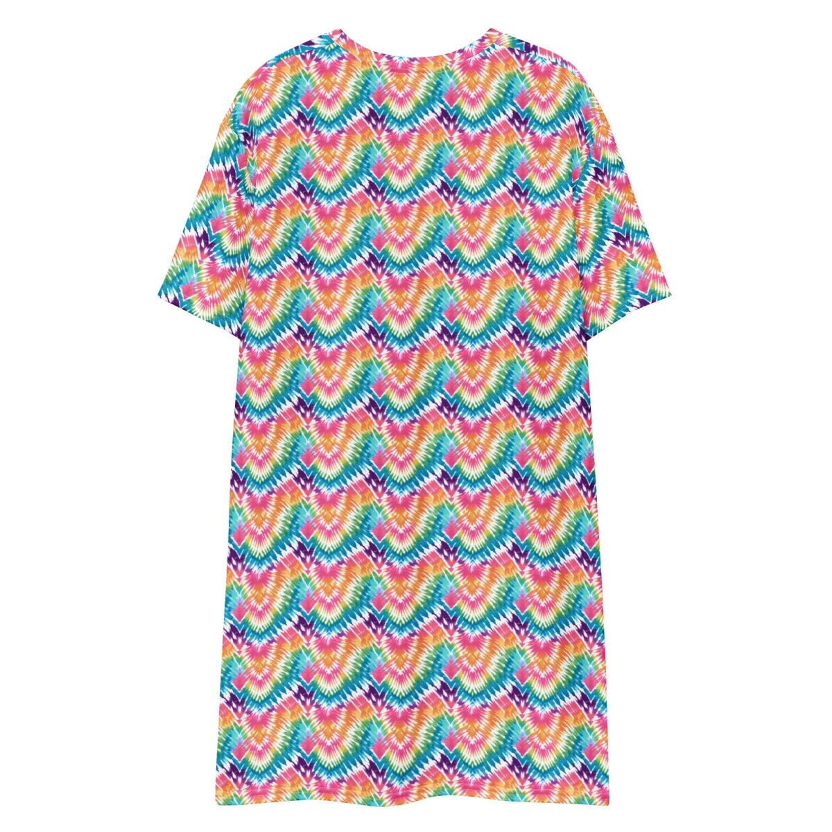 Casual T - Shirt Dress Rainbow Chevron - ErdeGora