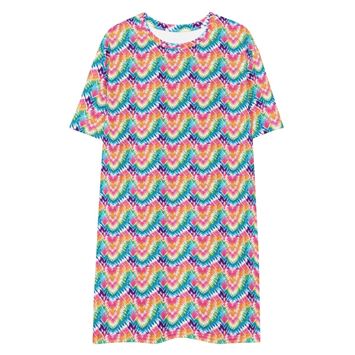 Casual T - Shirt Dress Rainbow Chevron - ErdeGora