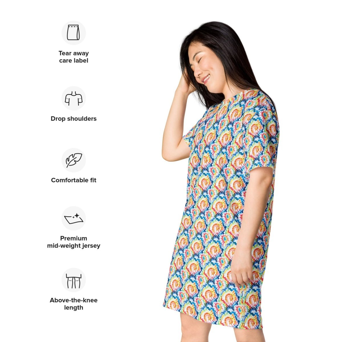 Casual T - Shirt Dress Tropical Wave - ErdeGora