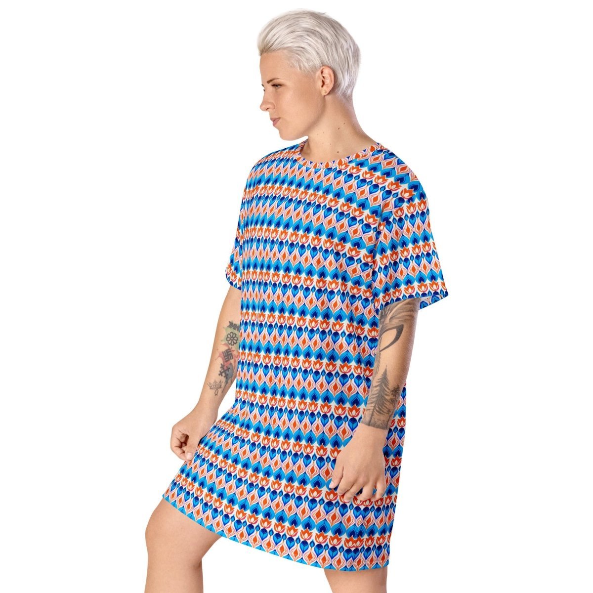 Casual T - Shirt Dress Tulips Symphony - ErdeGora