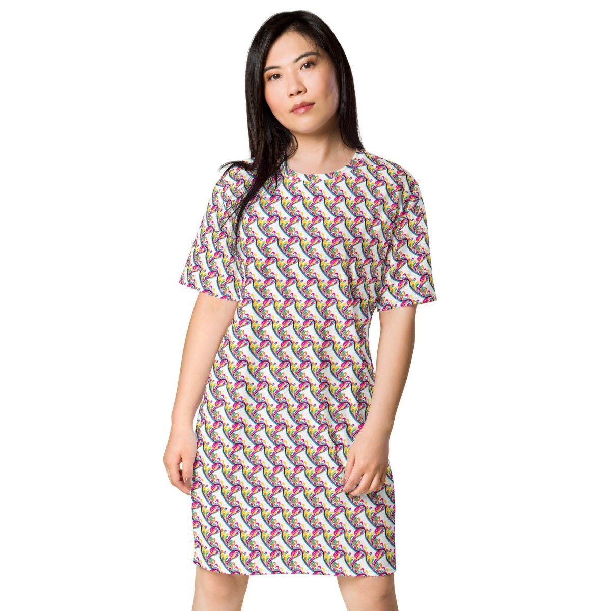 Casual T - Shirt Dress Wavy Hearts - ErdeGora