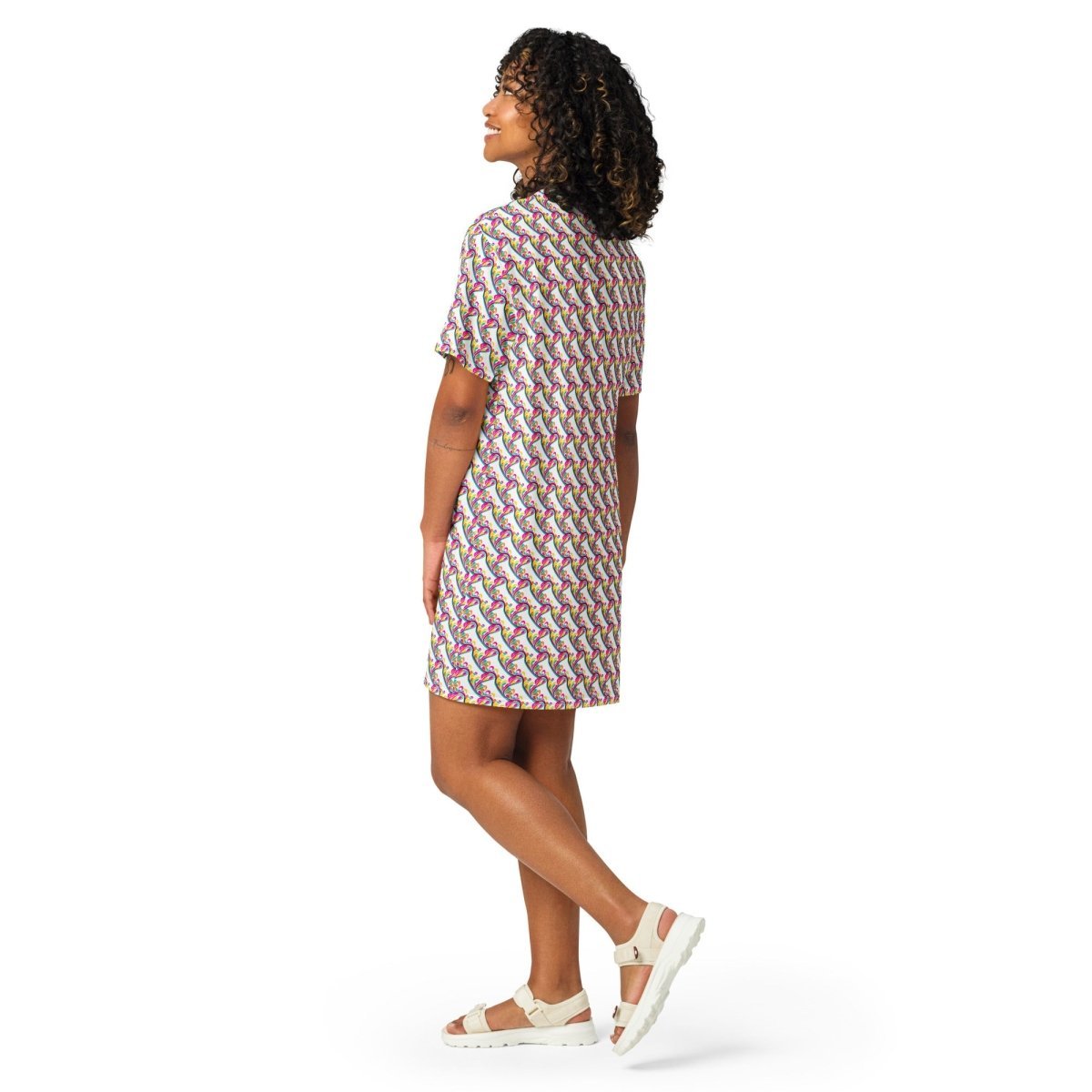 Casual T - Shirt Dress Wavy Hearts - ErdeGora