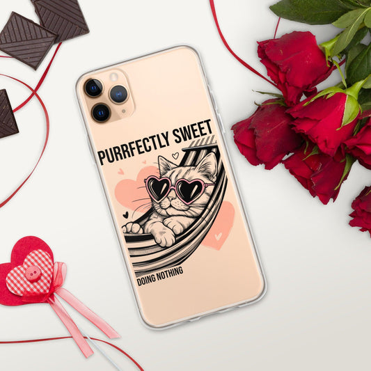 Clear Case for iPhone® Purrfectly Sweet Doing Nothing - ErdeGora