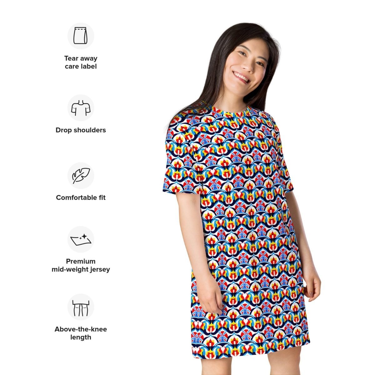 Delft Tulip Dreams T - Shirt Dress - ErdeGora