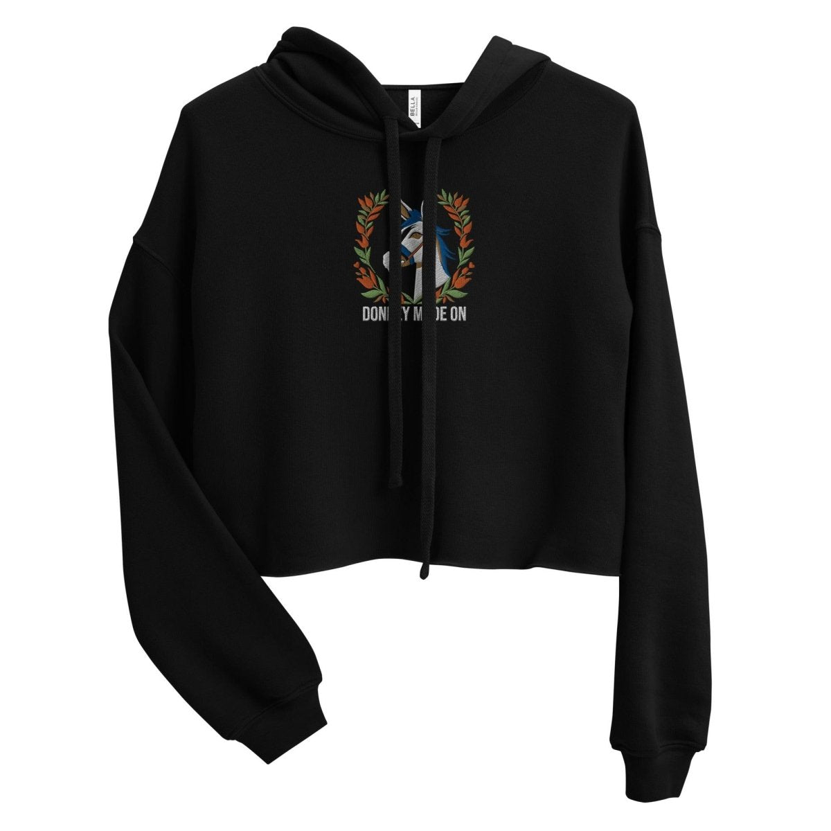 Embroidered Crop Hoodie Donkey Mode On - ErdeGora