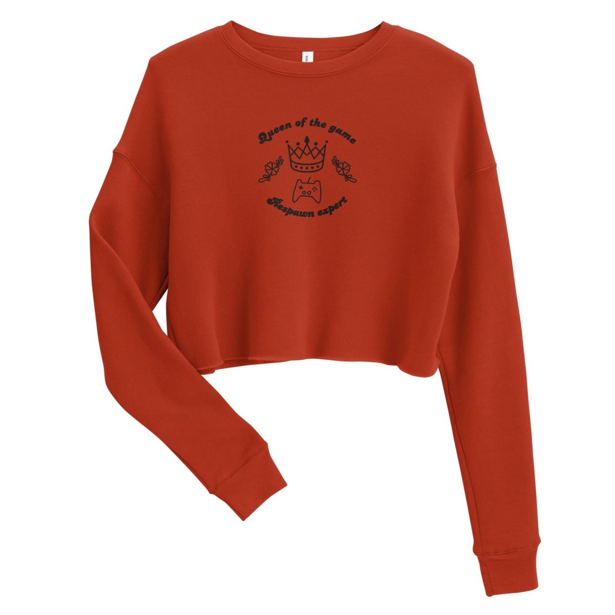 Embroidered Crop Sweatshirt Queen Of The Game - ErdeGora