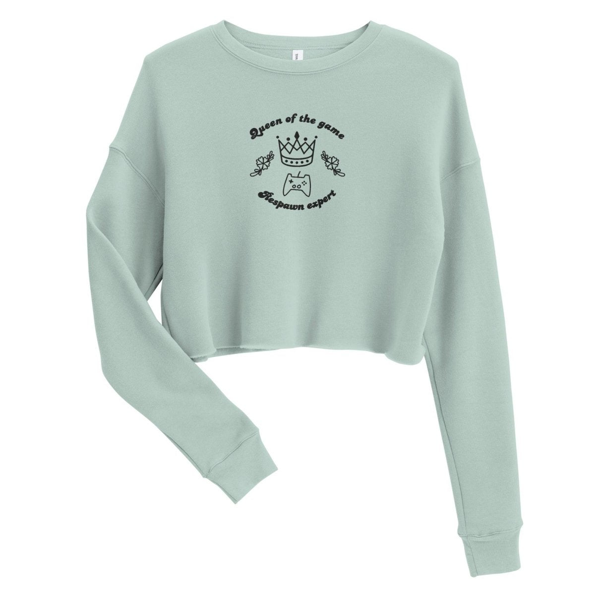 Embroidered Crop Sweatshirt Queen Of The Game - ErdeGora