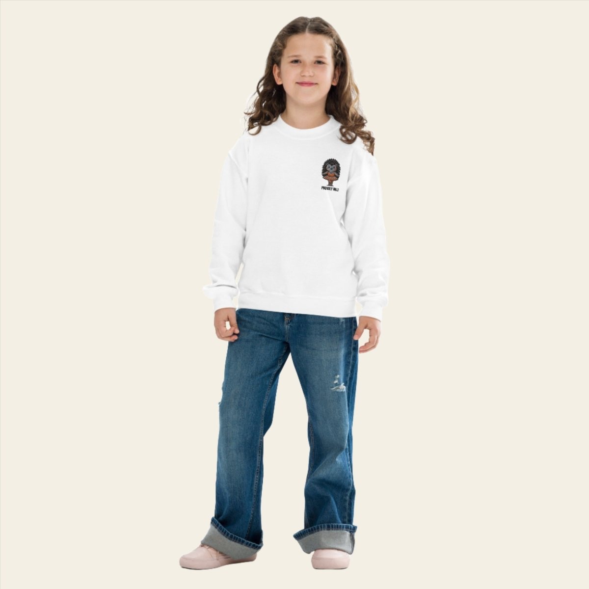 Embroidered Youth Crewneck Sweatshirt Ballerina Hedgehog - ErdeGora