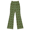 High-rise flared leggings in forest race pattern, front view showing vibrant green design.