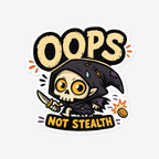 Kiss-cut sticker of an undead rogue dropping out of stealth after a noisy coin lands nearby.