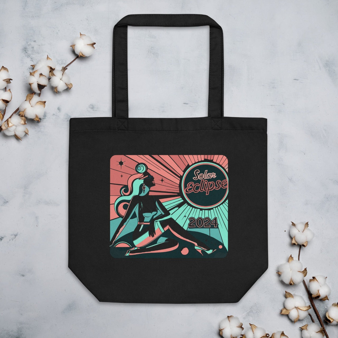 Eclipse 2024 Homebody Edition Organic Cotton Tote Bag - Carry your essentials with an eco-friendly, celestial-inspired design.