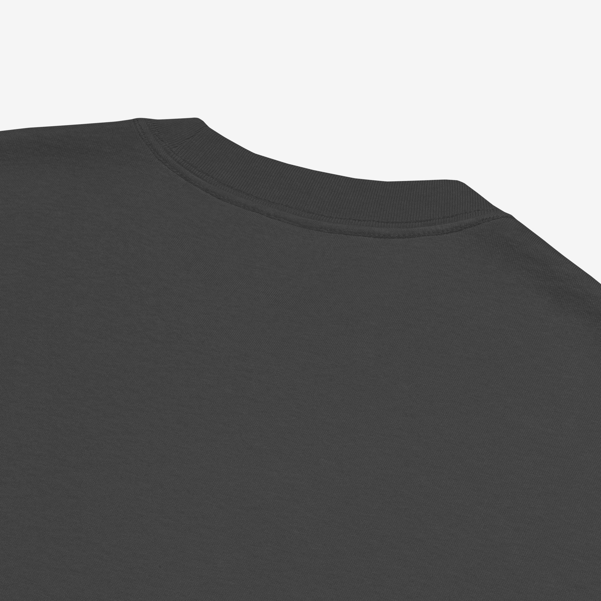 Close-up of back neck shirt on a white background