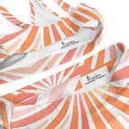Zoomed-in detail of the Peachy Tiger Shark pattern on the Recycled High-Waisted Bikini, emphasizing the intricate design and high-quality recycled materials.