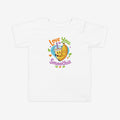 White t-shirt with a colorful 'Love You Smoothie' design featuring a banana and smoothie cup on a white background.