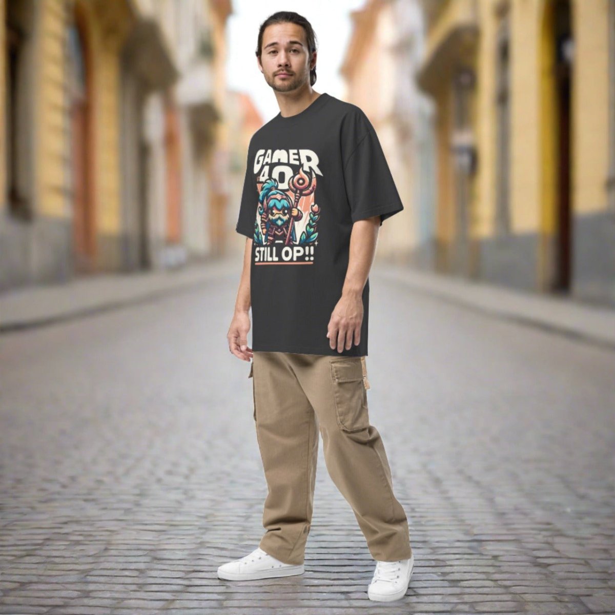 Gamer at 40, Still OP Oversized Faded T - shirt - ErdeGora