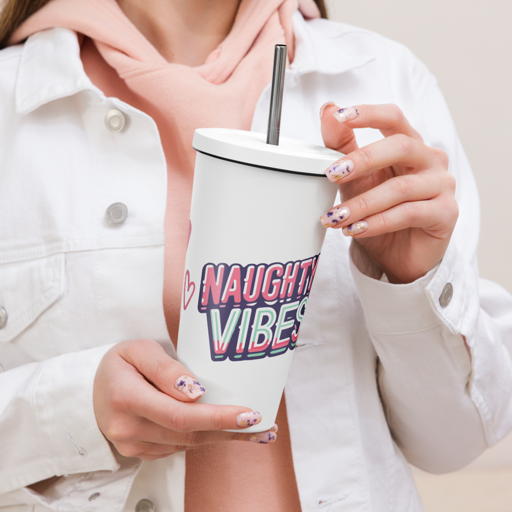 Insulated Tumbler With a Straw Naughty Vibes Cactus - ErdeGora