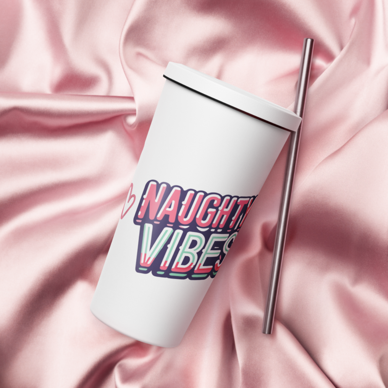 Insulated Tumbler With a Straw Naughty Vibes Cactus - ErdeGora