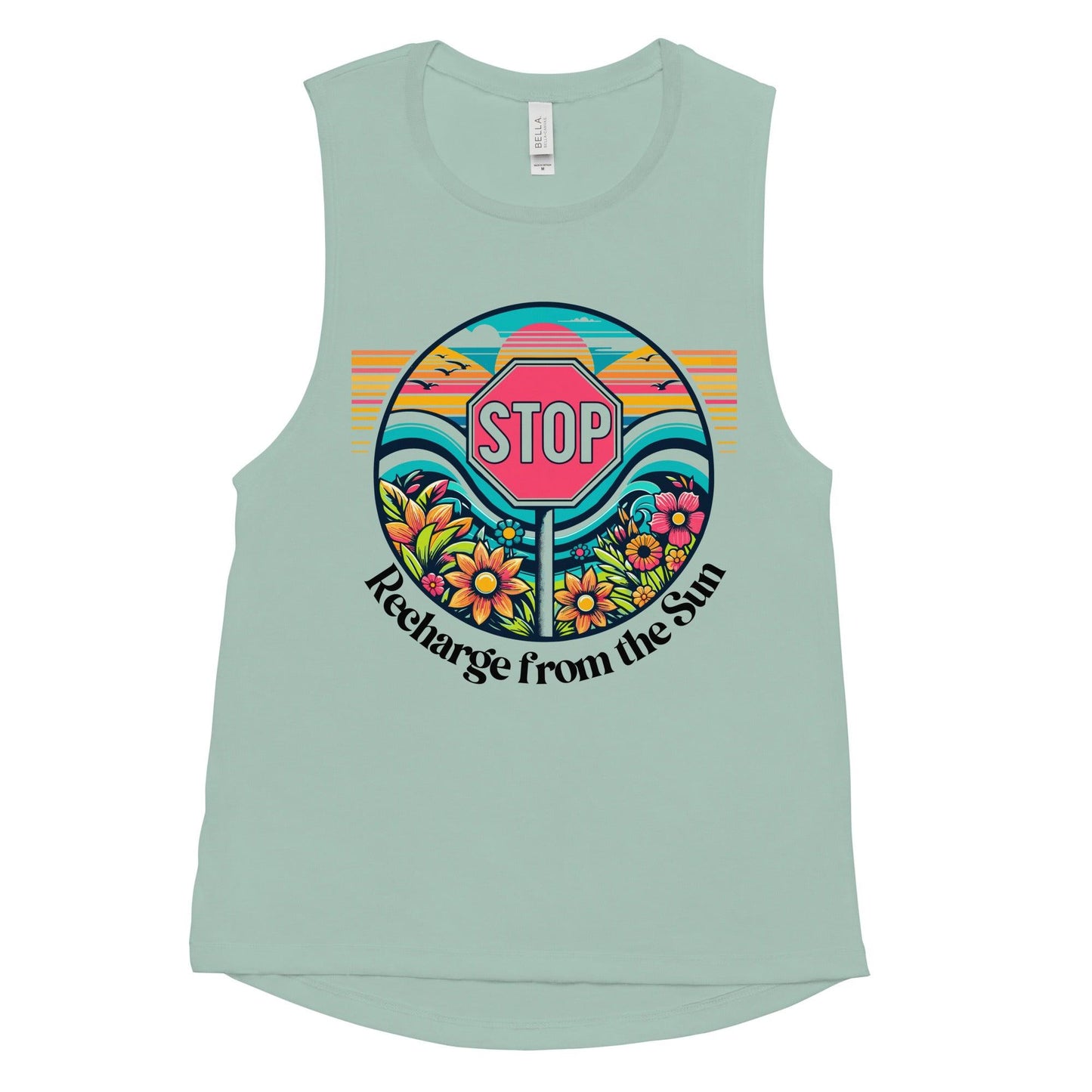 Ladies’ Muscle Tank Stop And Recharge From The Sun - ErdeGora