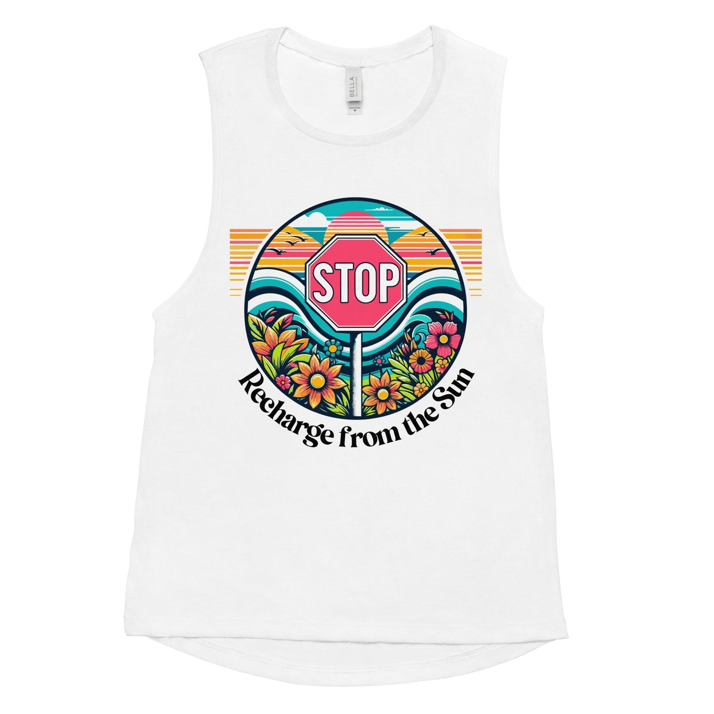 Ladies’ Muscle Tank Stop And Recharge From The Sun - ErdeGora