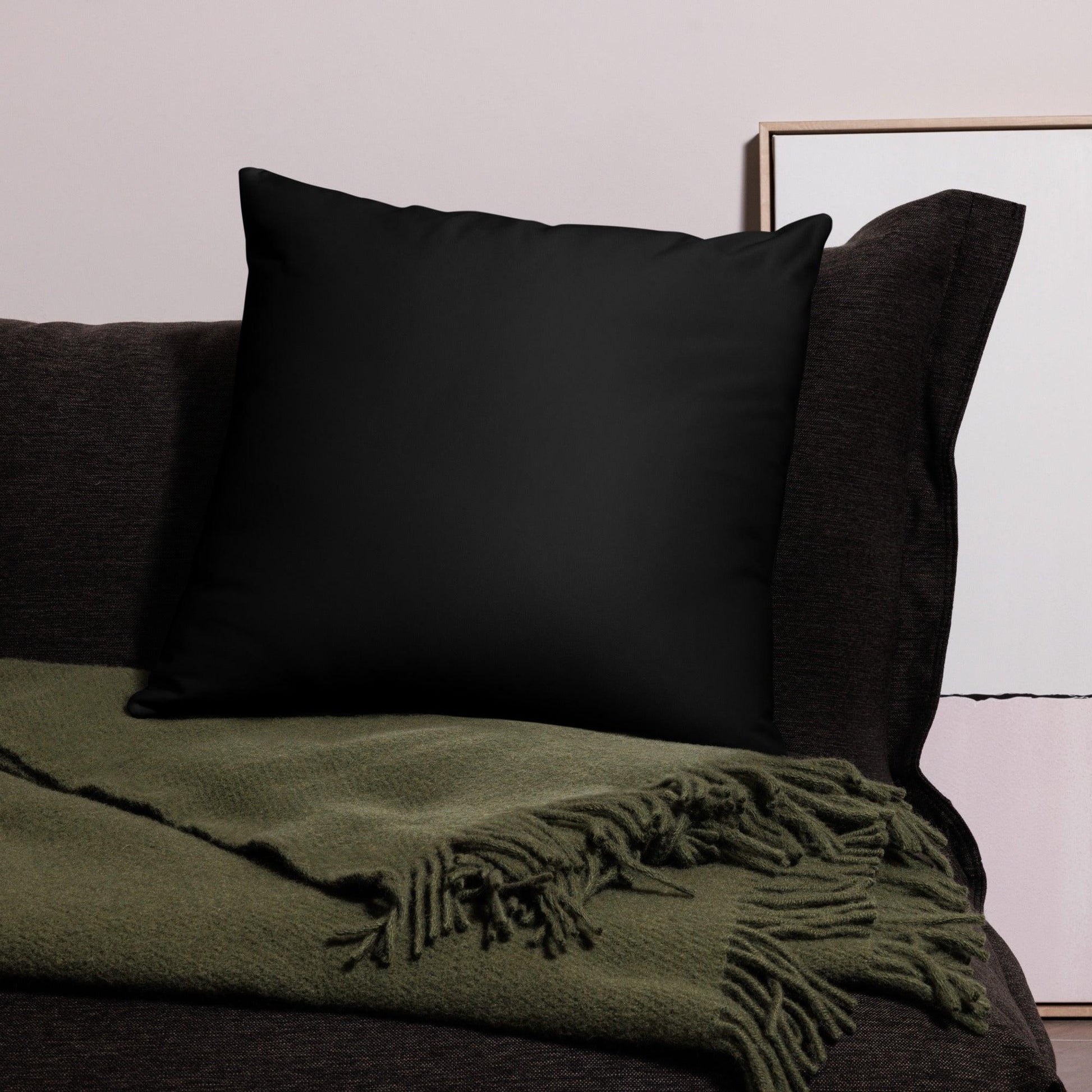 Throw pillow back. Black satin look.