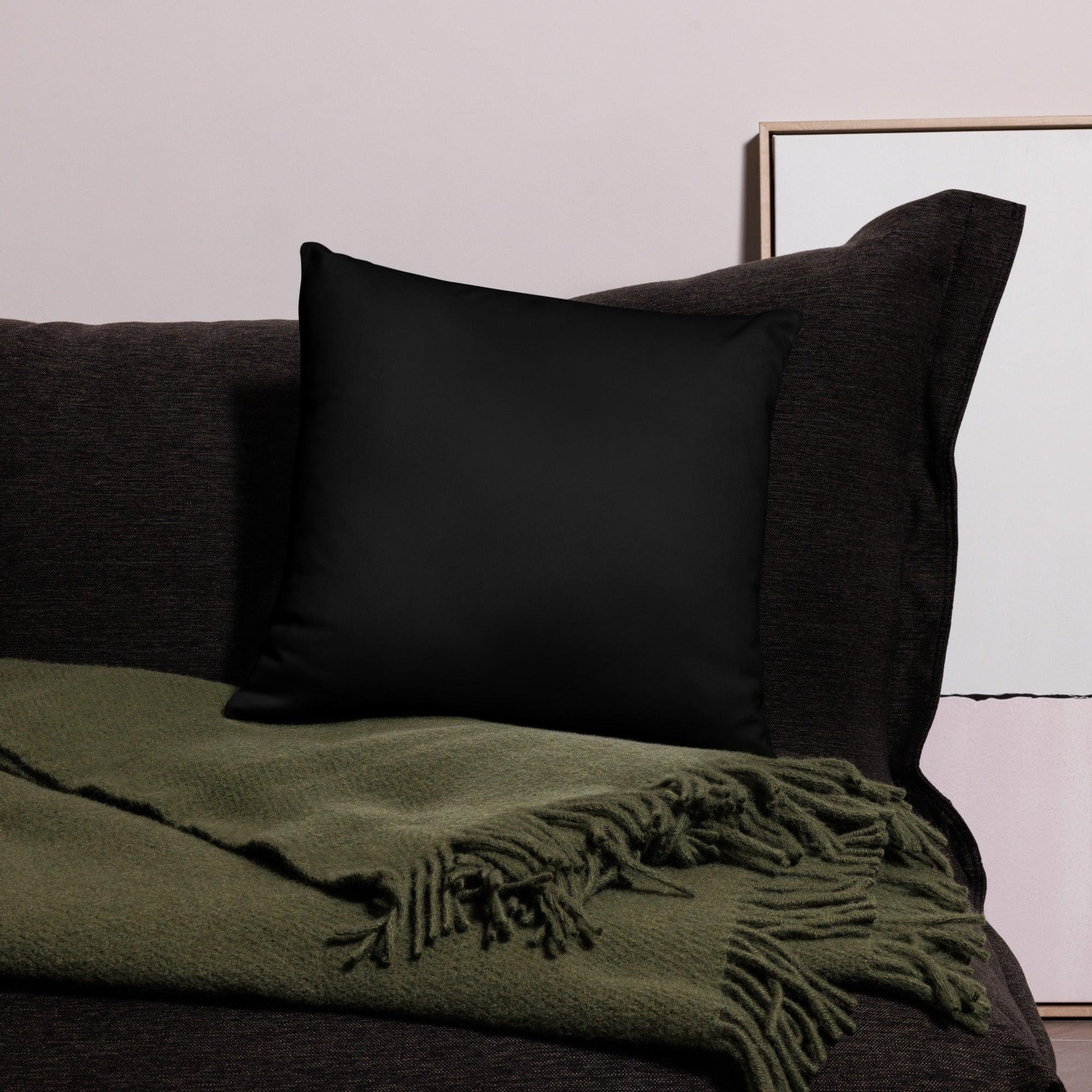 Throw pillow back. Black satin look.