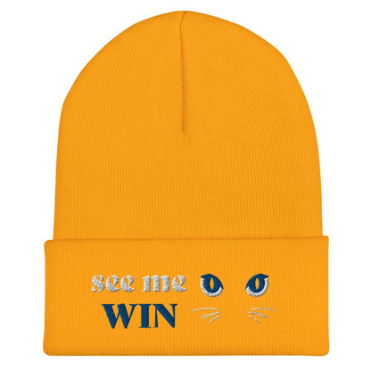 Orange Cuffed Beanie See Me Win Embroidery - ErdeGora