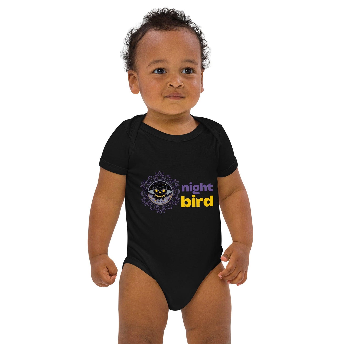 Organic Cotton Baby Bodysuit Night Owl - ErdeGora