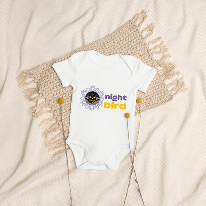 Organic Cotton Baby Bodysuit Night Owl - ErdeGora