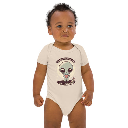 Loving You More Than The Universe Organic Cotton Baby Bodysuit - ErdeGora