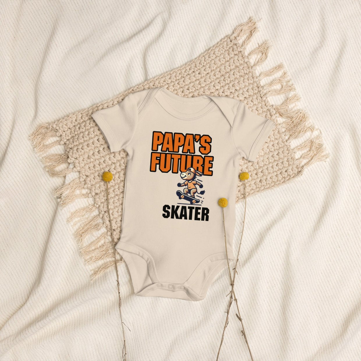 Organic Cotton Baby Bodysuit Papa’s Future Skater - ErdeGora