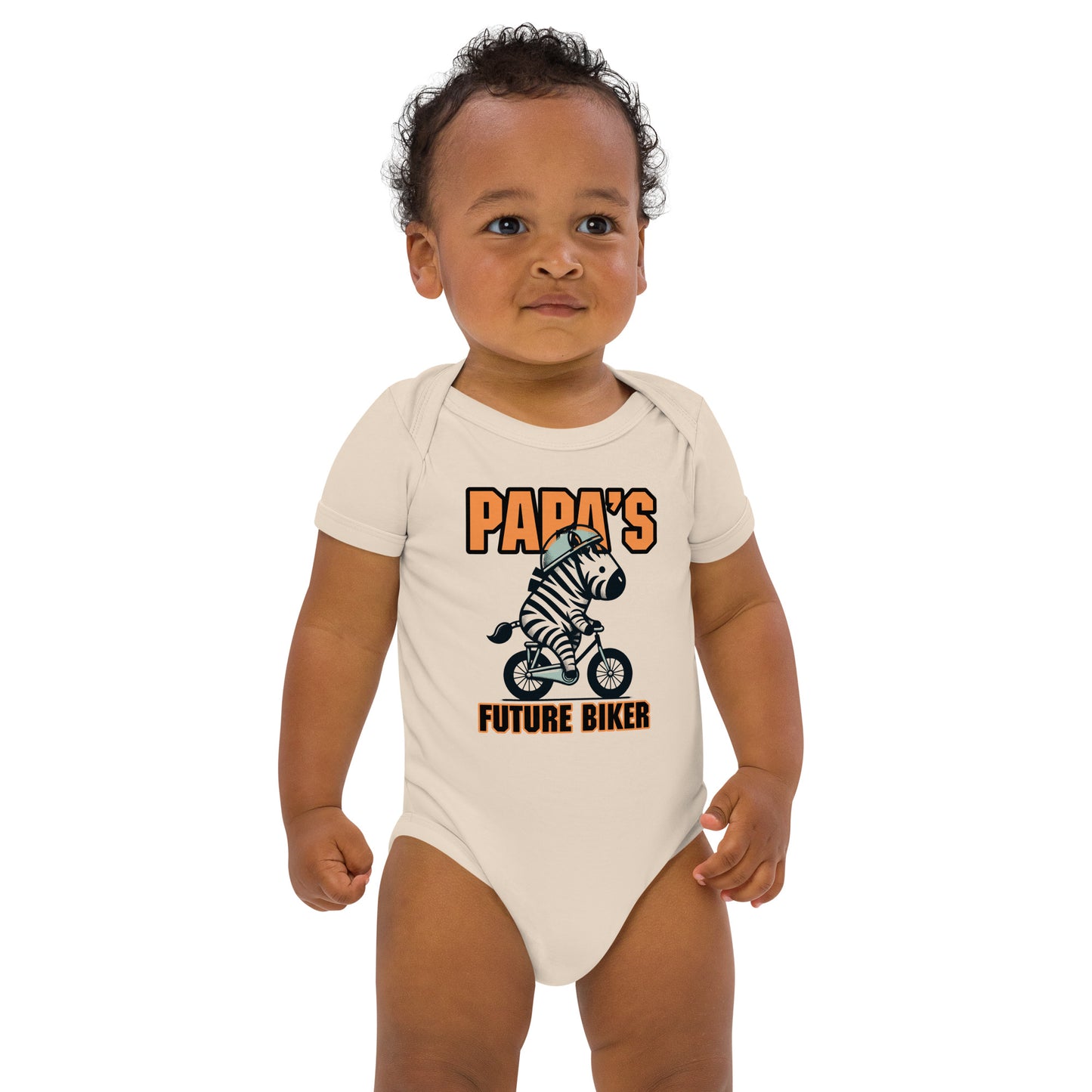 Organic Cotton Baby Bodysuit Papa’s Future Biker - ErdeGora