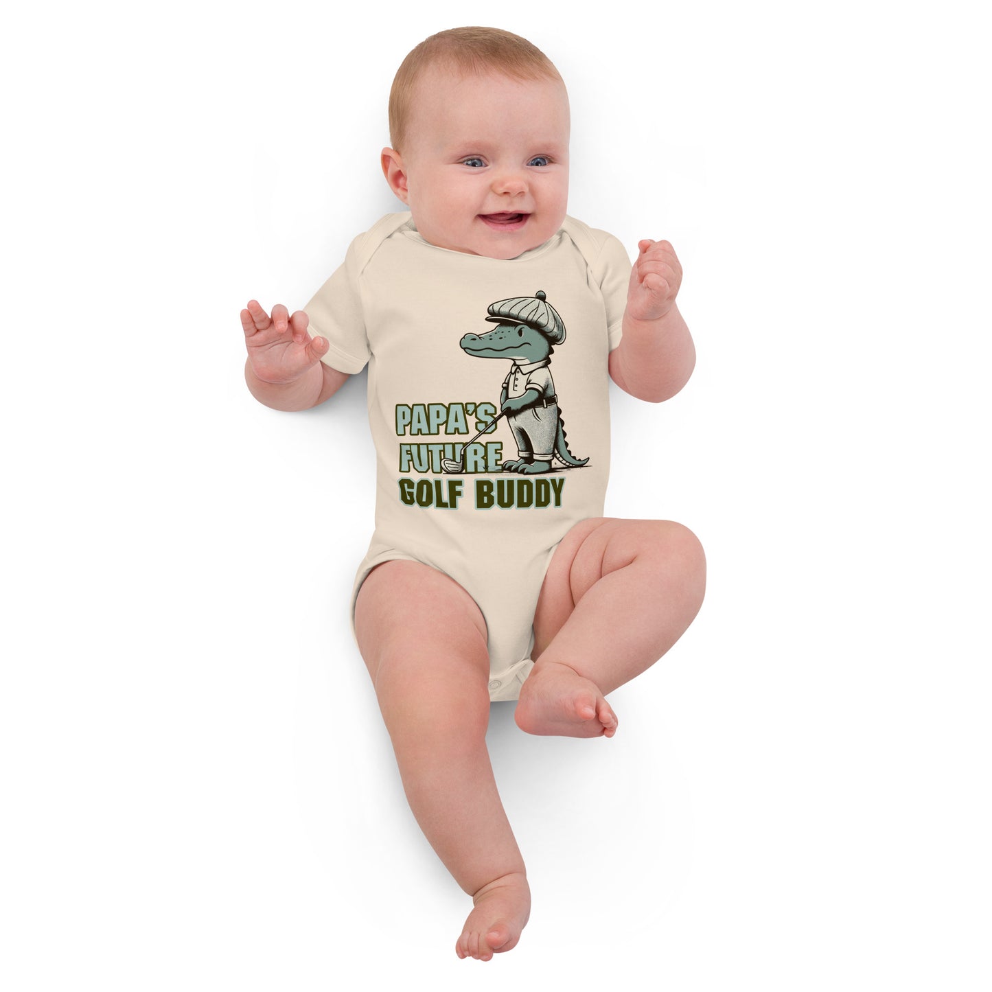 Organic Cotton Baby Bodysuit Papa’s Future Golf Buddy - ErdeGora